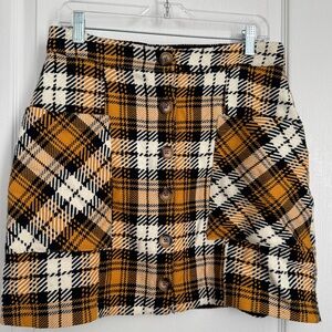 Maeve by Anthropologie Plaid Button-Front Mini Skirt- size 10